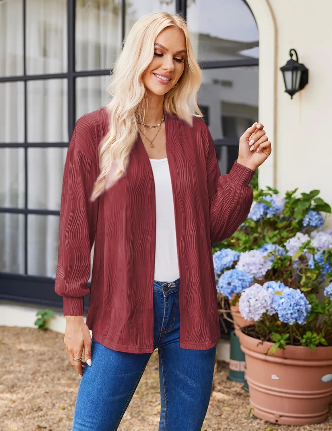 Women'S Open Front Cardigan Lightweight Long Sleeve Soft Drape Cardigan Casual Outwear Spring Summer Outfits Jackets
