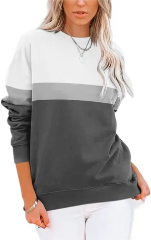 Women's Oversized Color Pullover Sweatshirts, 2024 Outfits Loose Basic Comfy Fleece Sweatshirts Sweaters