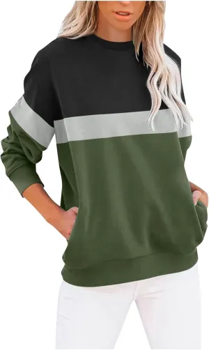 Women's Oversized Color Pullover Sweatshirts, 2024 Outfits Loose Basic Comfy Fleece Sweatshirts Sweaters