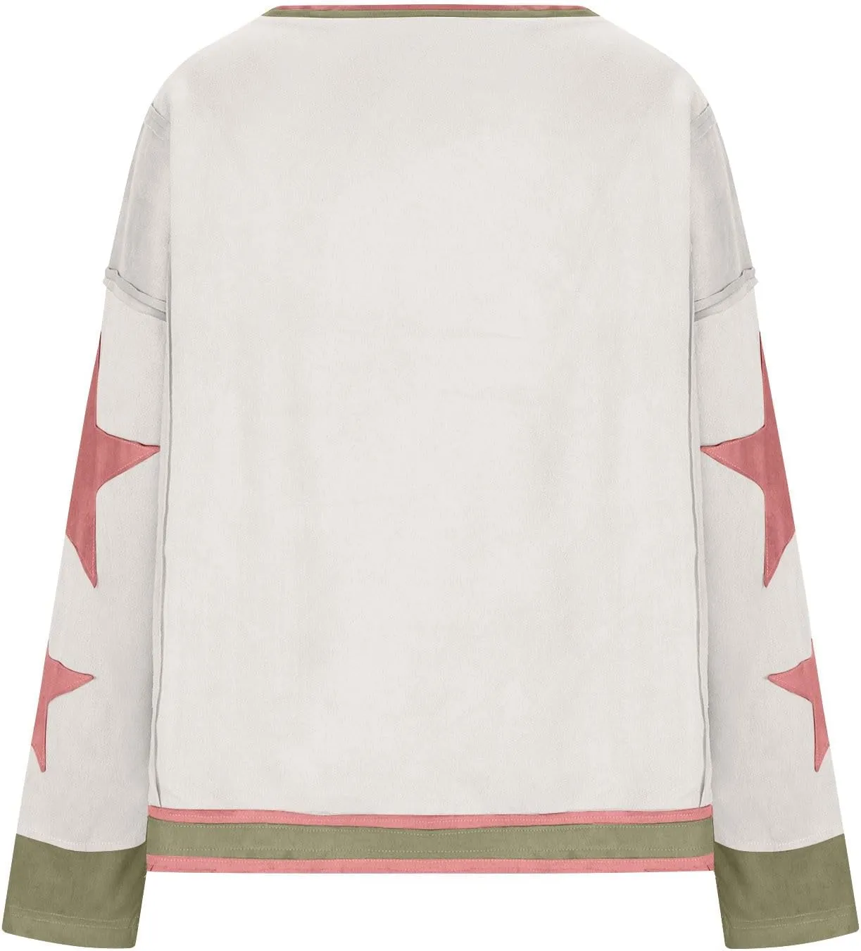 Women's Oversized Star Sweatshirt Long Sleeve Y2k Shirts Drop Shoulder Vintage Graphic Crewneck Jacket Preppy Clothes