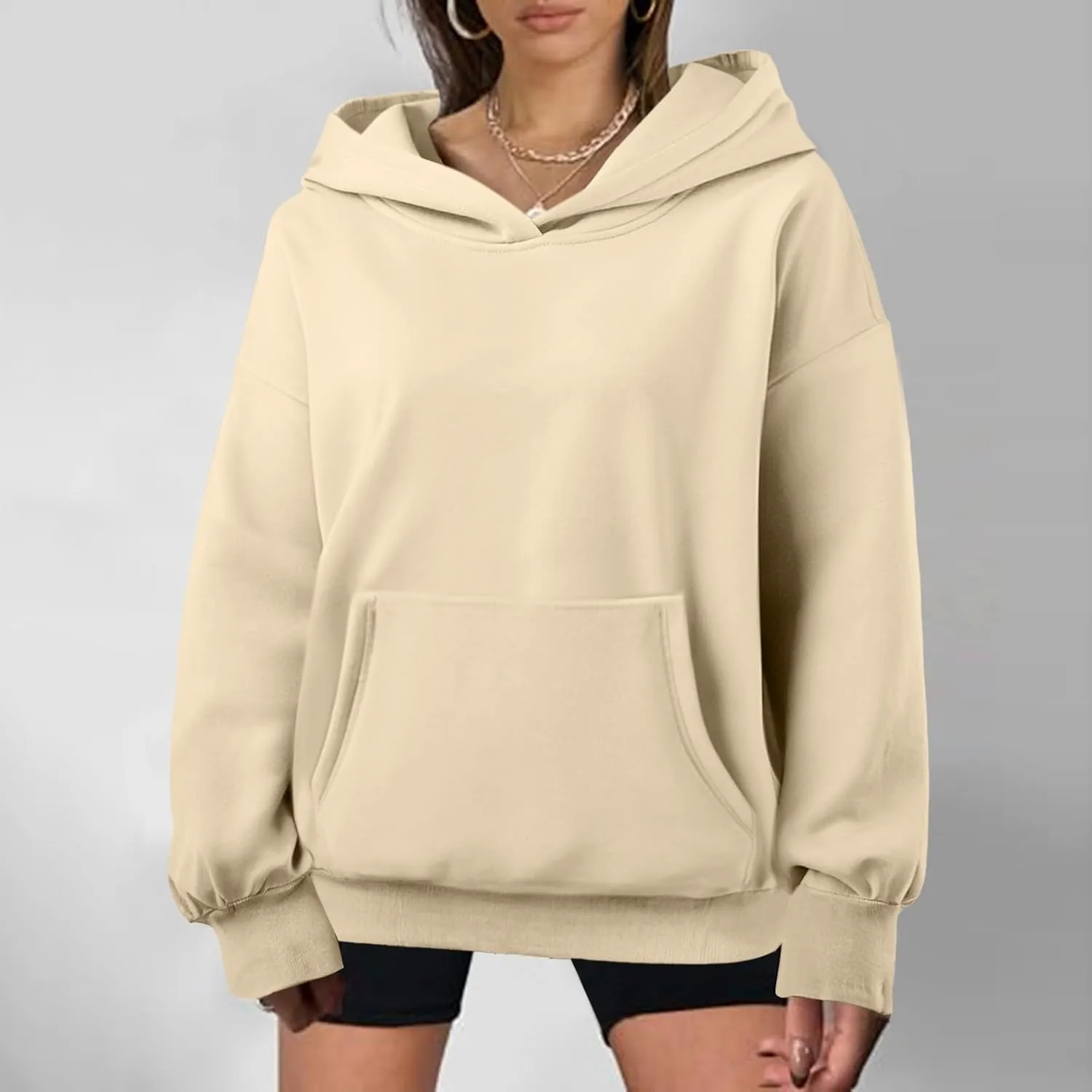 Womens Oversized Sweatshirts Pullover Hoodies Fleece Sweaters Long Sleeve With Pockets Winter Fall Outfits Y2k Clothes