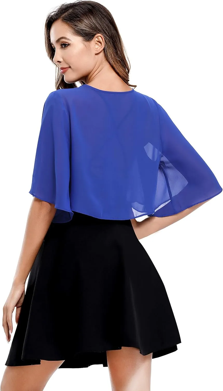 Women's Short Sleeve Open Front Soft Chiffon Shrug Cardigan for Evening Dresses