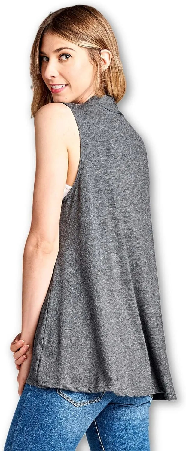 Women's Sleeveless Extra Soft Viscose Made from Bamboo Layering Casual Cardigan Vest