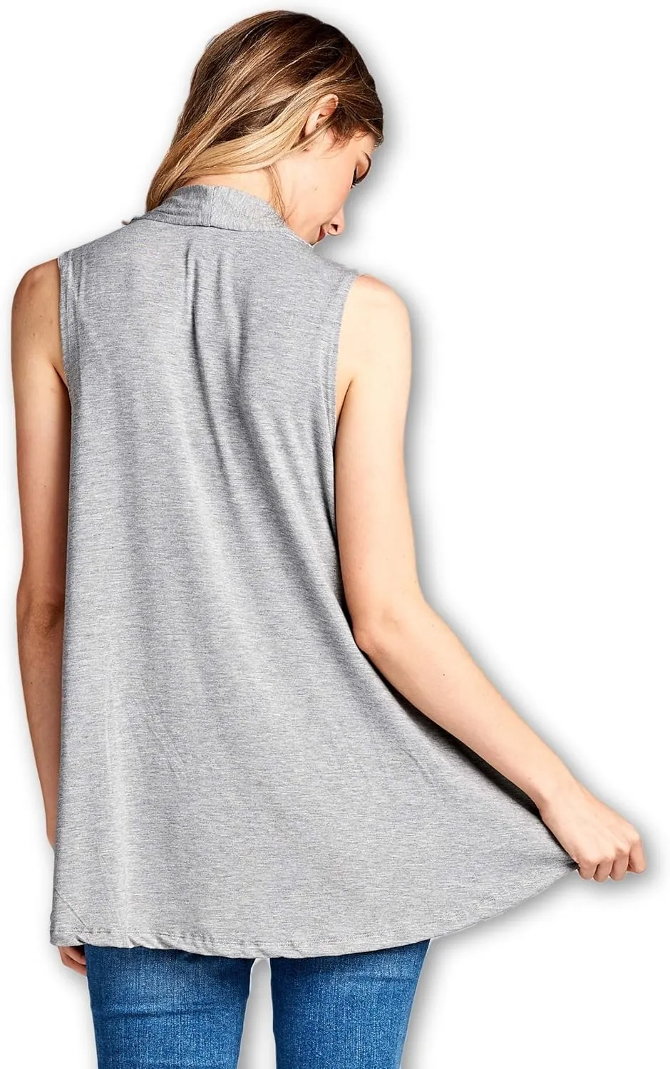 Women's Sleeveless Extra Soft Viscose Made from Bamboo Layering Casual Cardigan Vest