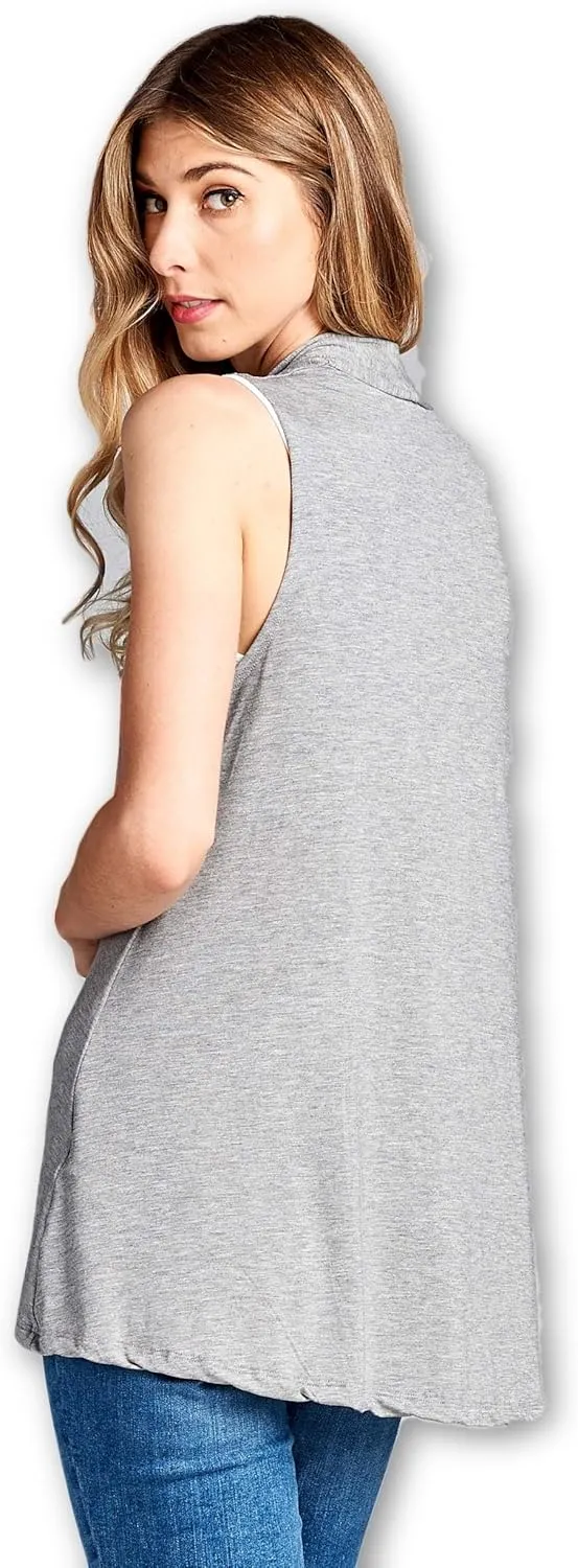 Women's Sleeveless Extra Soft Viscose Made from Bamboo Layering Casual Cardigan Vest