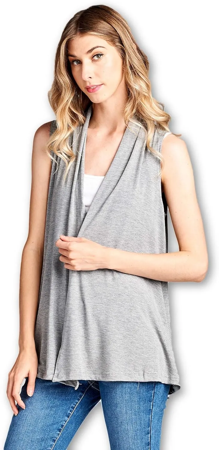 Women's Sleeveless Extra Soft Viscose Made from Bamboo Layering Casual Cardigan Vest