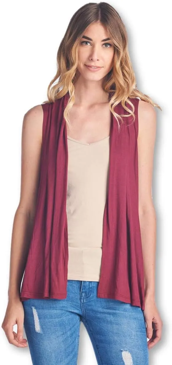 Women's Sleeveless Extra Soft Viscose Made from Bamboo Layering Casual Cardigan Vest