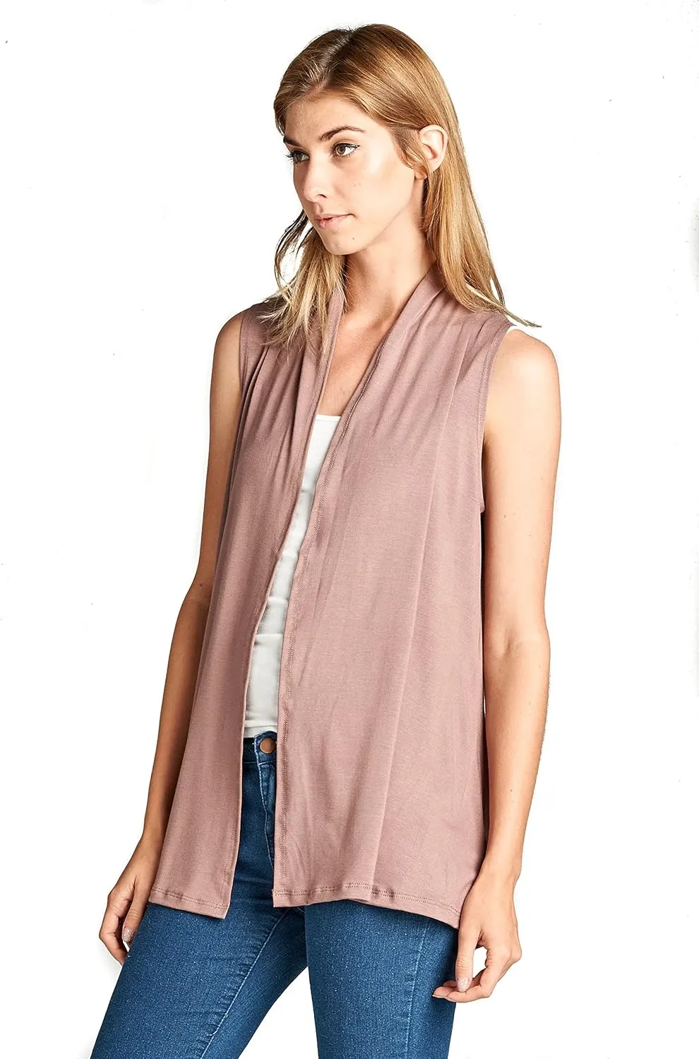 Women's Sleeveless Extra Soft Viscose Made from Bamboo Layering Casual Cardigan Vest