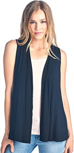 Women's Sleeveless Extra Soft Viscose Made from Bamboo Layering Casual Cardigan Vest