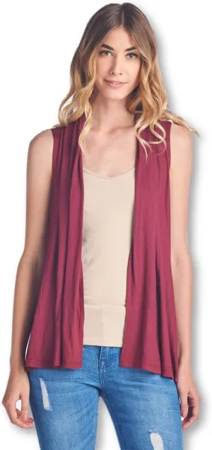 Women's Sleeveless Extra Soft Viscose Made from Bamboo Layering Casual Cardigan Vest