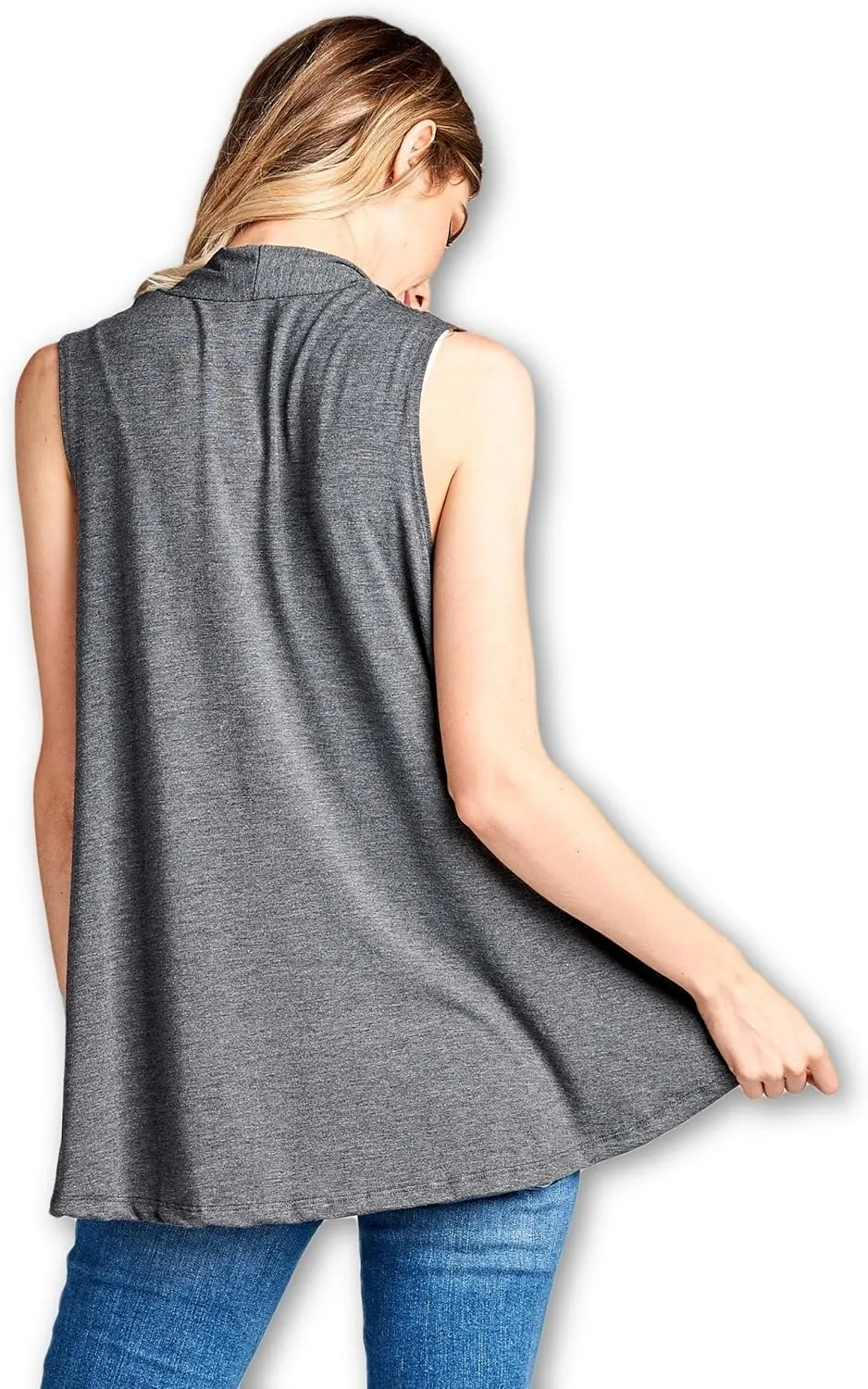 Women's Sleeveless Extra Soft Viscose Made from Bamboo Layering Casual Cardigan Vest