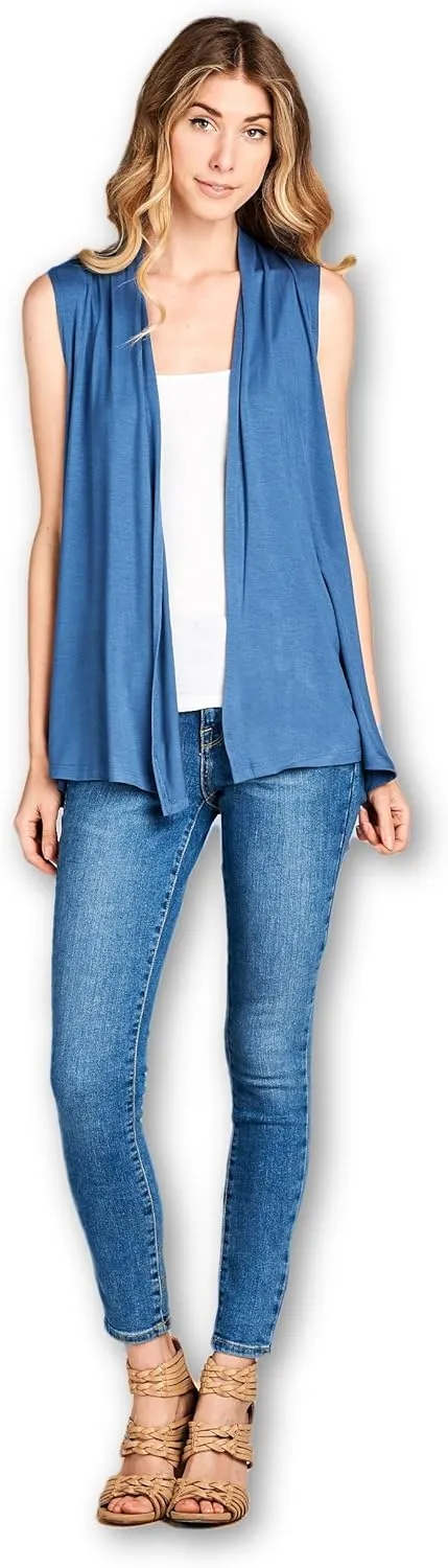 Women's Sleeveless Extra Soft Viscose Made from Bamboo Layering Casual Cardigan Vest