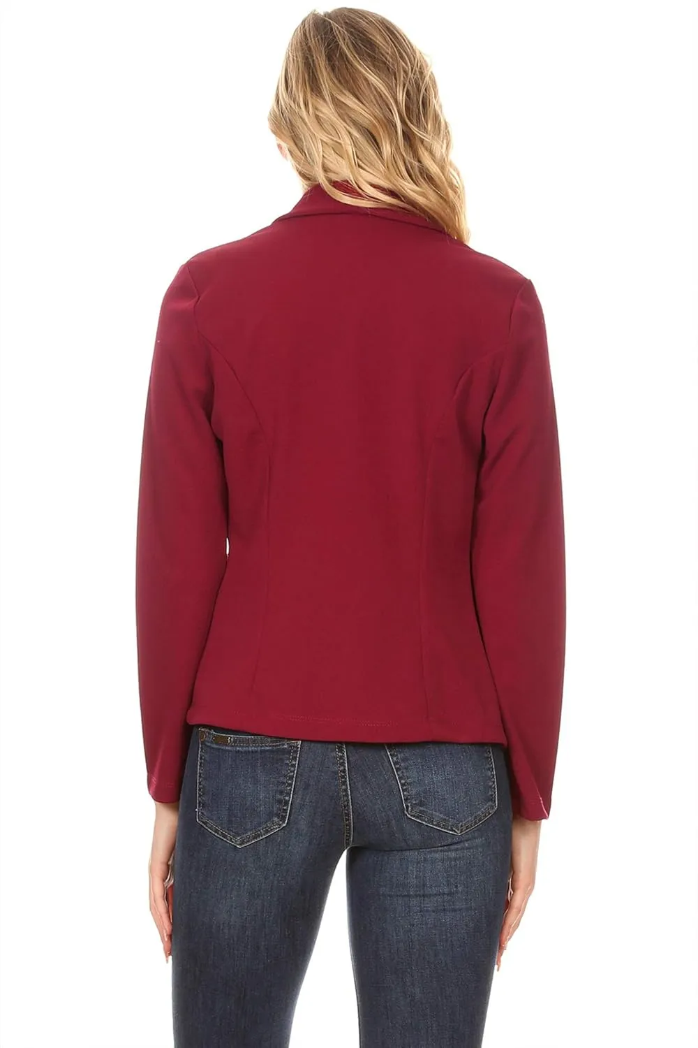 Women's Solid Casual Office Work Long Sleeve Open Front Blazer Jacket