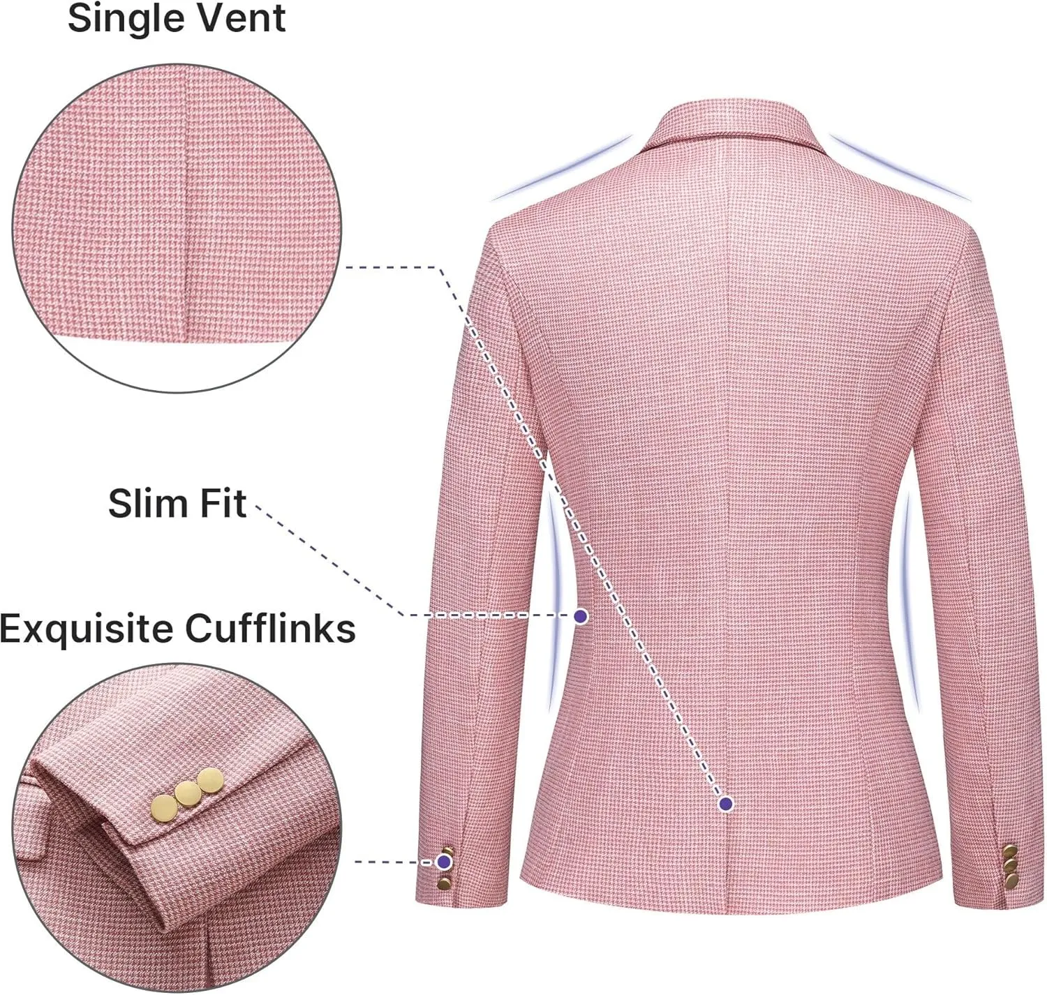 Women's Suit 2 Piece Set Business Pants Suit for Women Pinstripe Houndstooth Blazer