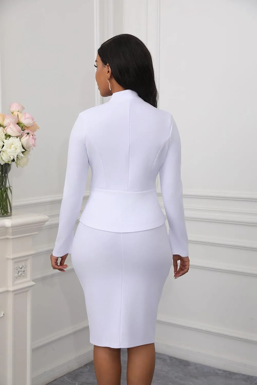 Women's Suits 2 Piece Skirt Set Business Work Outfits Blazer Dress Jacket Pencil Skirts Suit Sets